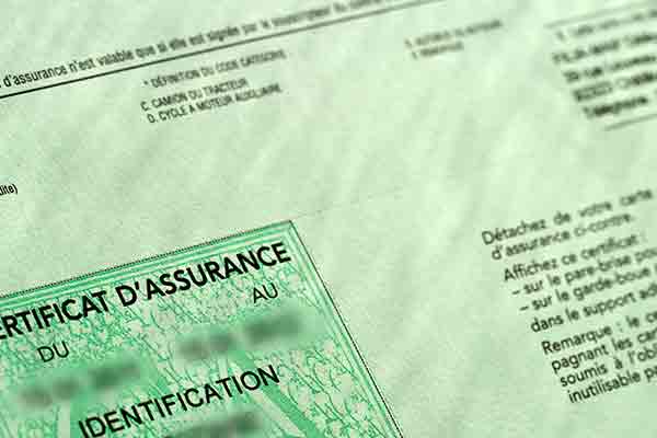 Carte verte certificat d’assurance provisoire pour véhicule sans carte grise