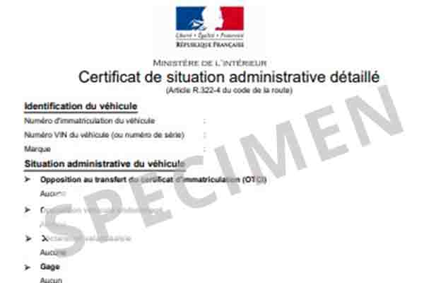 Certificat de non gage ou certificat de situation administrative détaillé (CSA)
