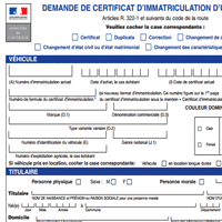 Demande ORIGINALE de certificat d'immatriculation