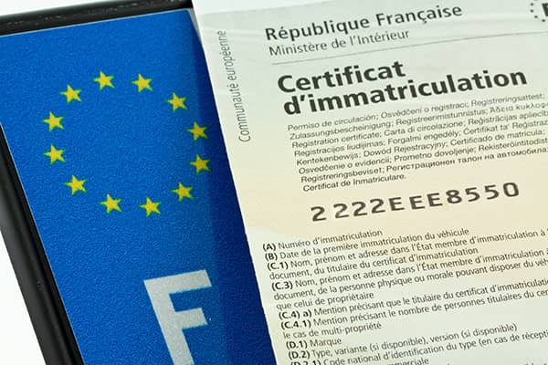 Numéro de formule du certificat d'immatriculation